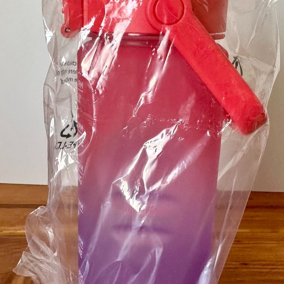 32 OZ. Motivational Water Bottle with Time Marker Red/Purple - New - Picture 3 of 5